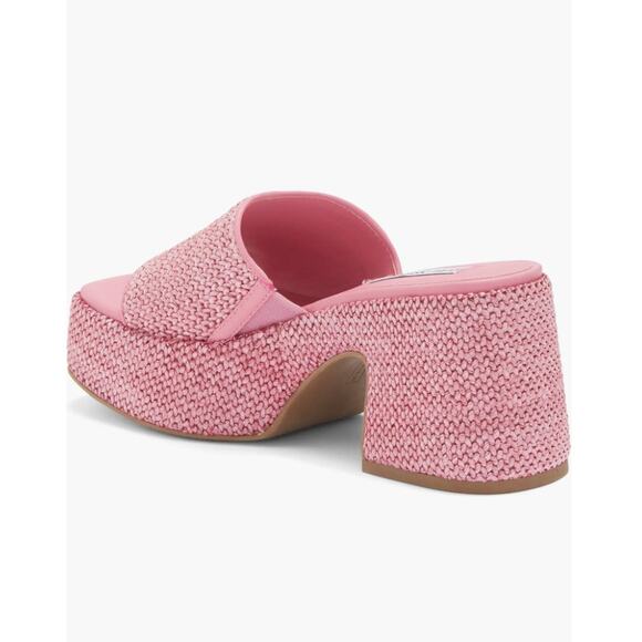 Steve Madden Reign Platform Mule 7 PINK RAFFIA - Picture 2 of 4